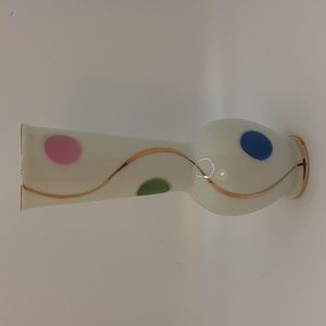 Vintage Polka Dot Bud Vase Japan Gold Swirls Detailing 5.25"